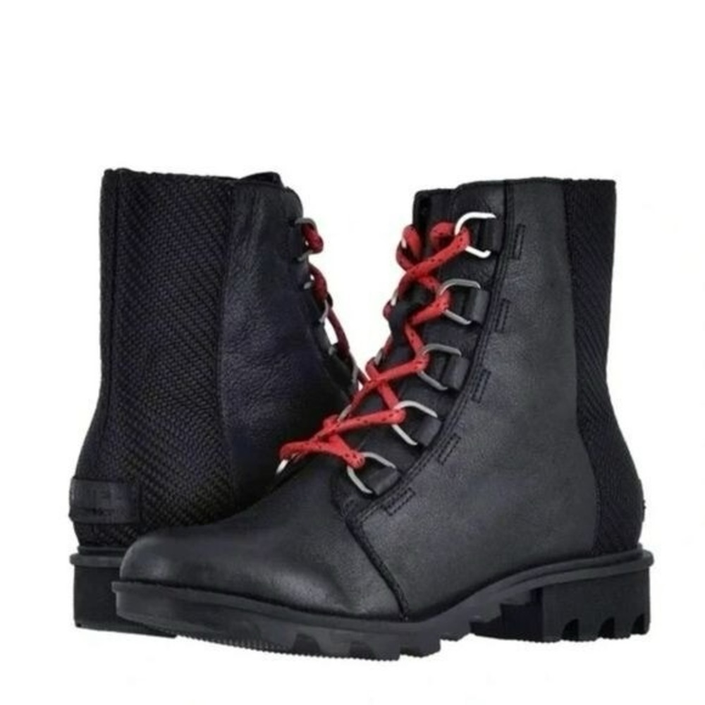 SOREL Phoenix Short Lace Up Waterproof Leather Boots Black Sz 6